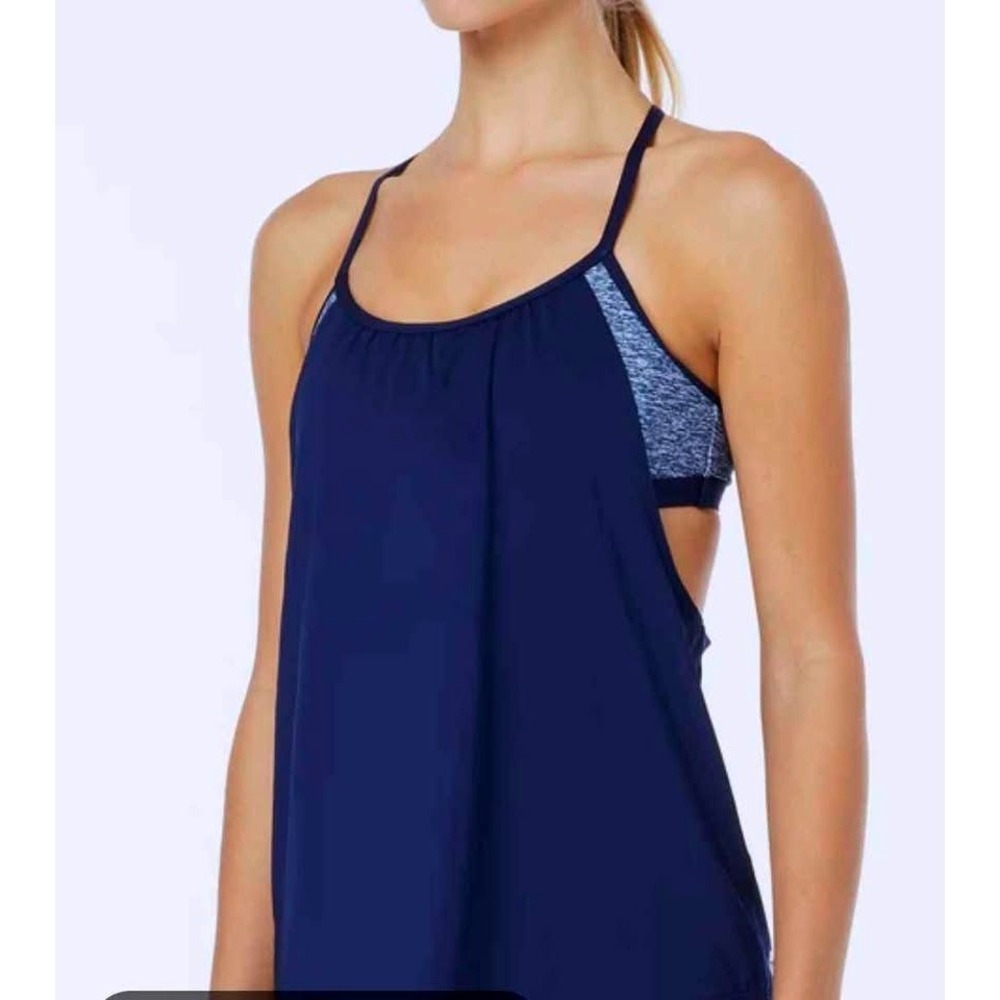 TYR ~ Women's Mantra Shea 2-in-1 Tank Swim Top ~ Navy Blue ~ XS (0/2) ~‎ NWT